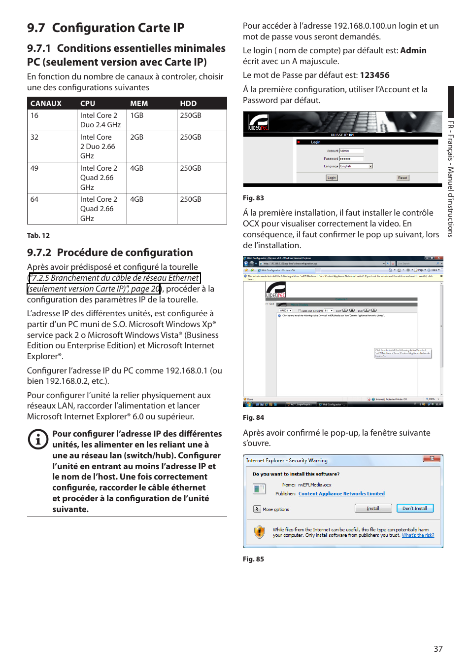 7 configuration carte ip, 2 procédure de configuration | Videotec ULISSE PLUS User Manual | Page 155 / 236