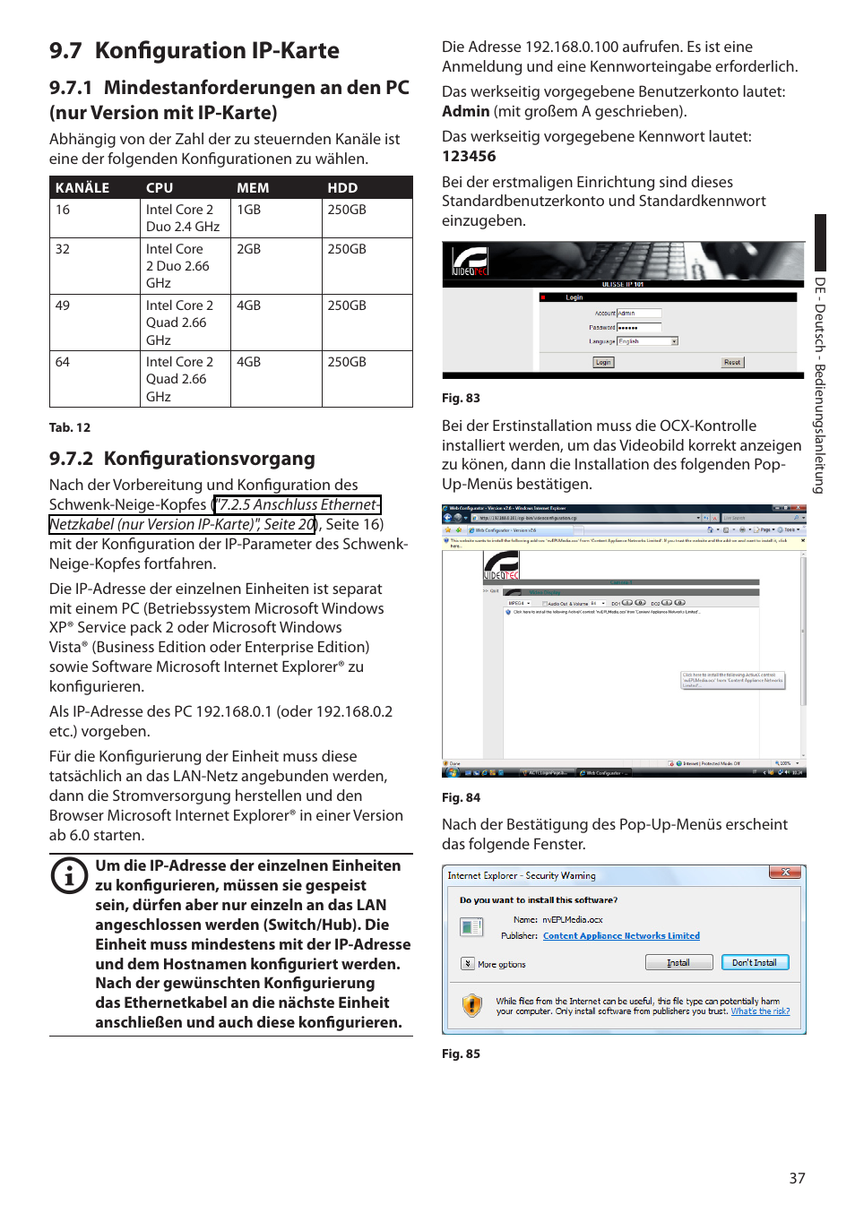 7 konfiguration ip-karte, 2 konfigurationsvorgang, 7 konfiguration ip-karte", seite 37 ) | Videotec ULISSE PLUS User Manual | Page 213 / 236