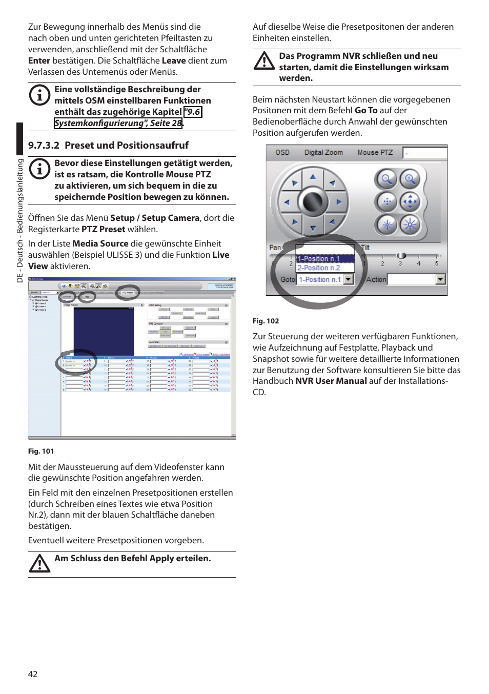 2 preset und positionsaufruf | Videotec ULISSE PLUS User Manual | Page 218 / 236