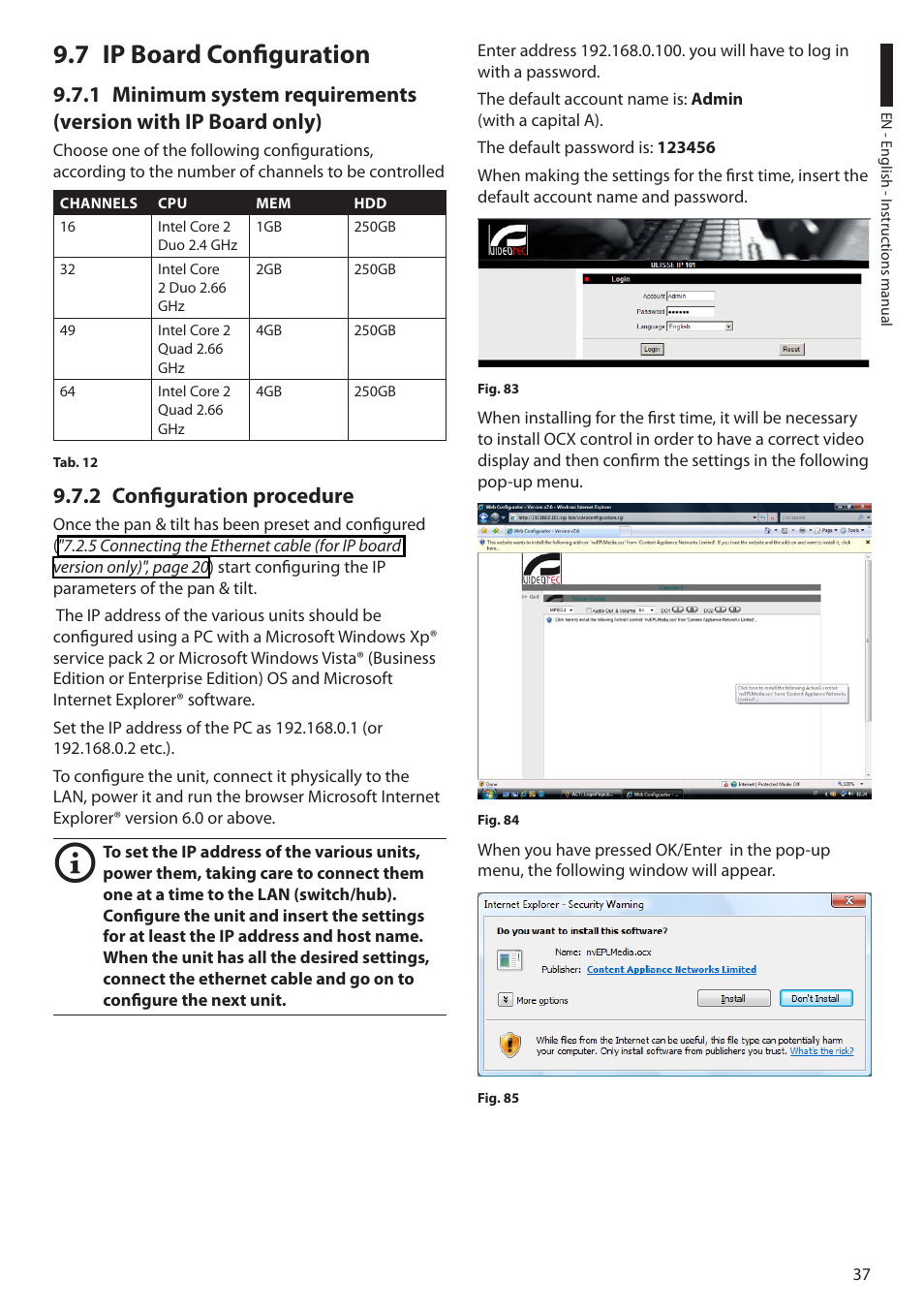 7 ip board configuration, 2 configuration procedure | Videotec ULISSE PLUS User Manual | Page 39 / 236