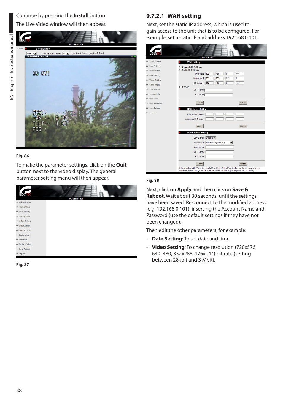 1 wan setting | Videotec ULISSE PLUS User Manual | Page 40 / 236