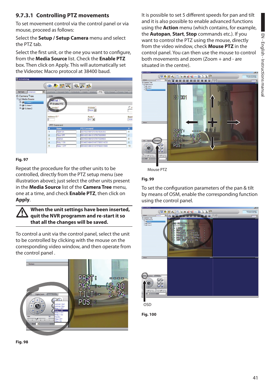 1 controlling ptz movements | Videotec ULISSE PLUS User Manual | Page 43 / 236