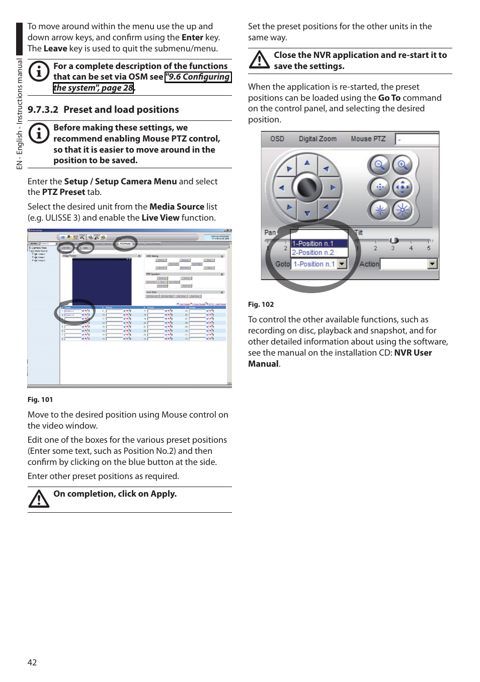 2 preset and load positions | Videotec ULISSE PLUS User Manual | Page 44 / 236