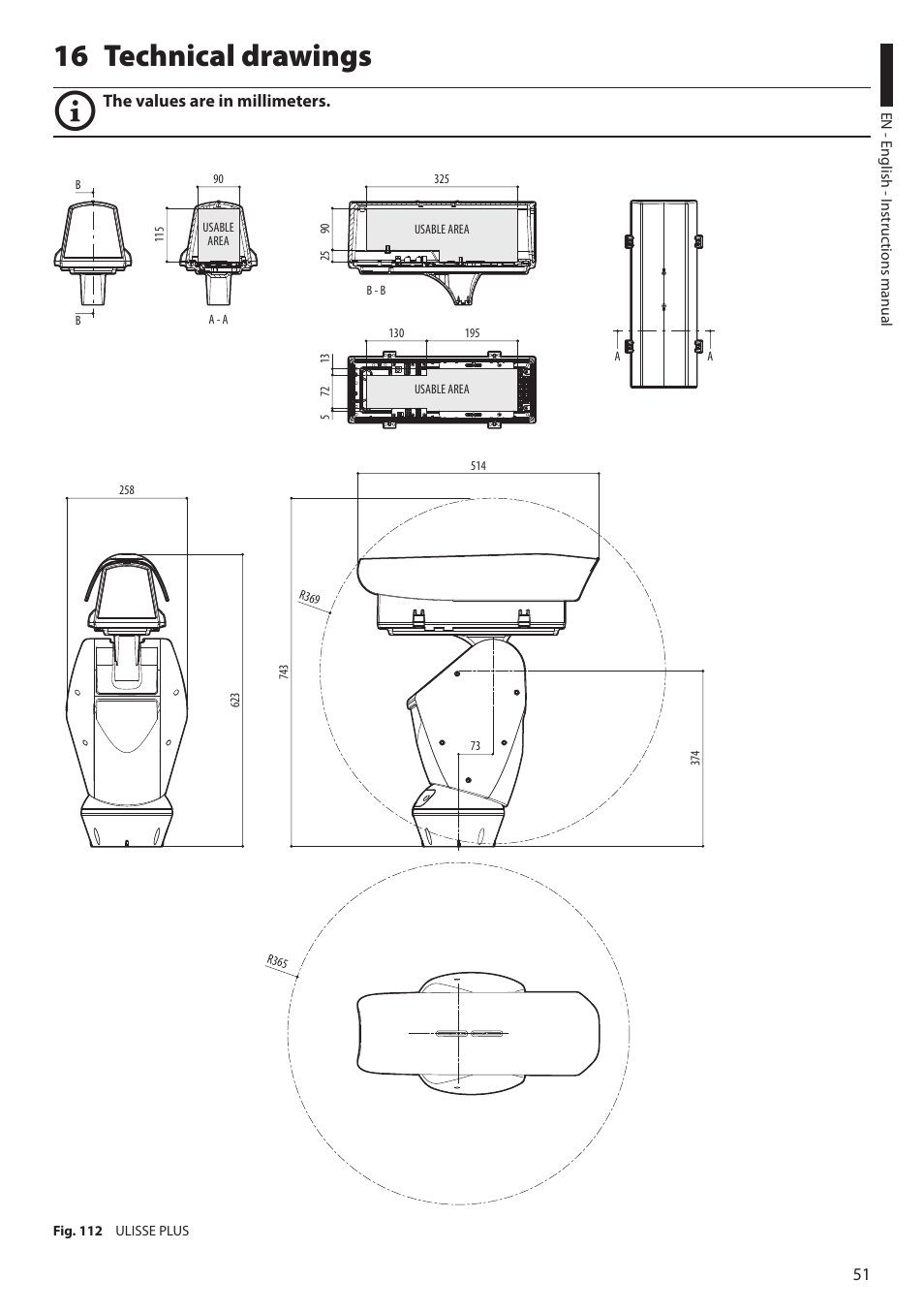 16 technical drawings | Videotec ULISSE PLUS User Manual | Page 53 / 236