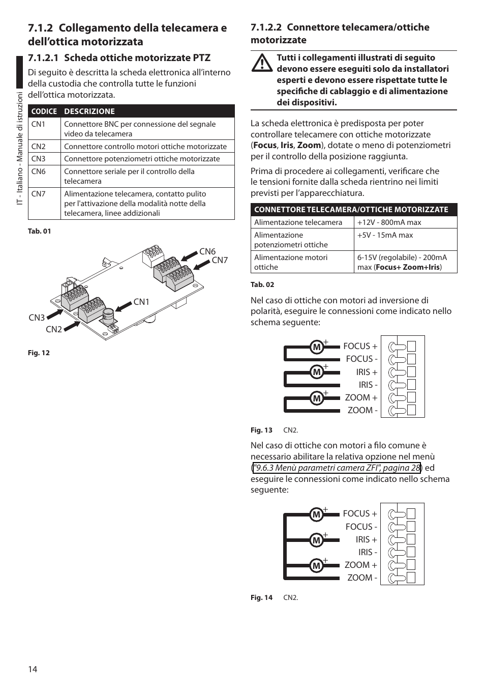 1 scheda ottiche motorizzate ptz, 2 connettore telecamera/ottiche motorizzate | Videotec ULISSE PLUS User Manual | Page 74 / 236