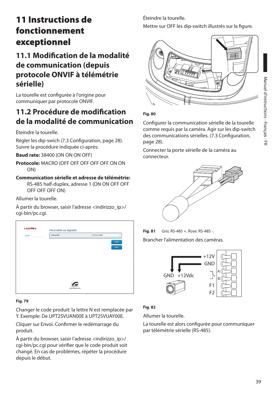 11 instructions de fonctionnement exceptionnel | Videotec ULISSE PLUS NETCAM User Manual | Page 137 / 196