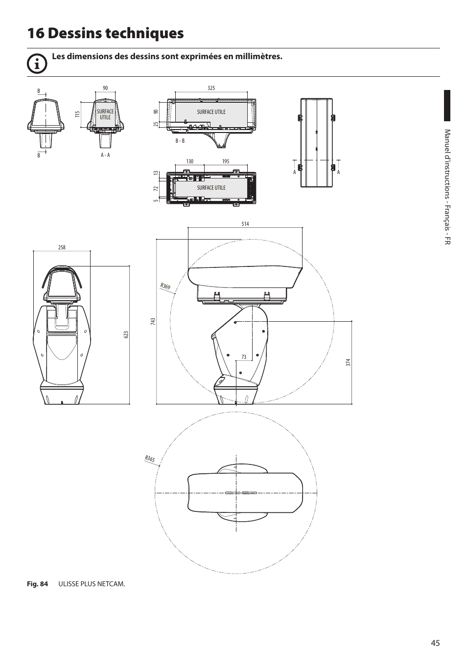 16 dessins techniques | Videotec ULISSE PLUS NETCAM User Manual | Page 143 / 196