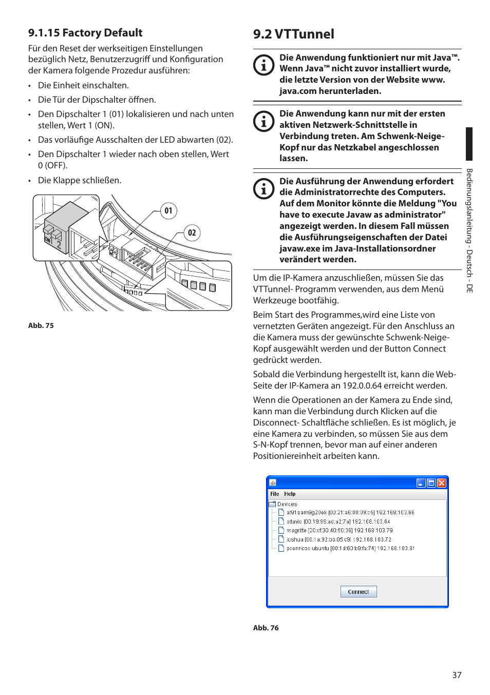 15 factory default, 2 vttunnel | Videotec ULISSE PLUS NETCAM User Manual | Page 183 / 196