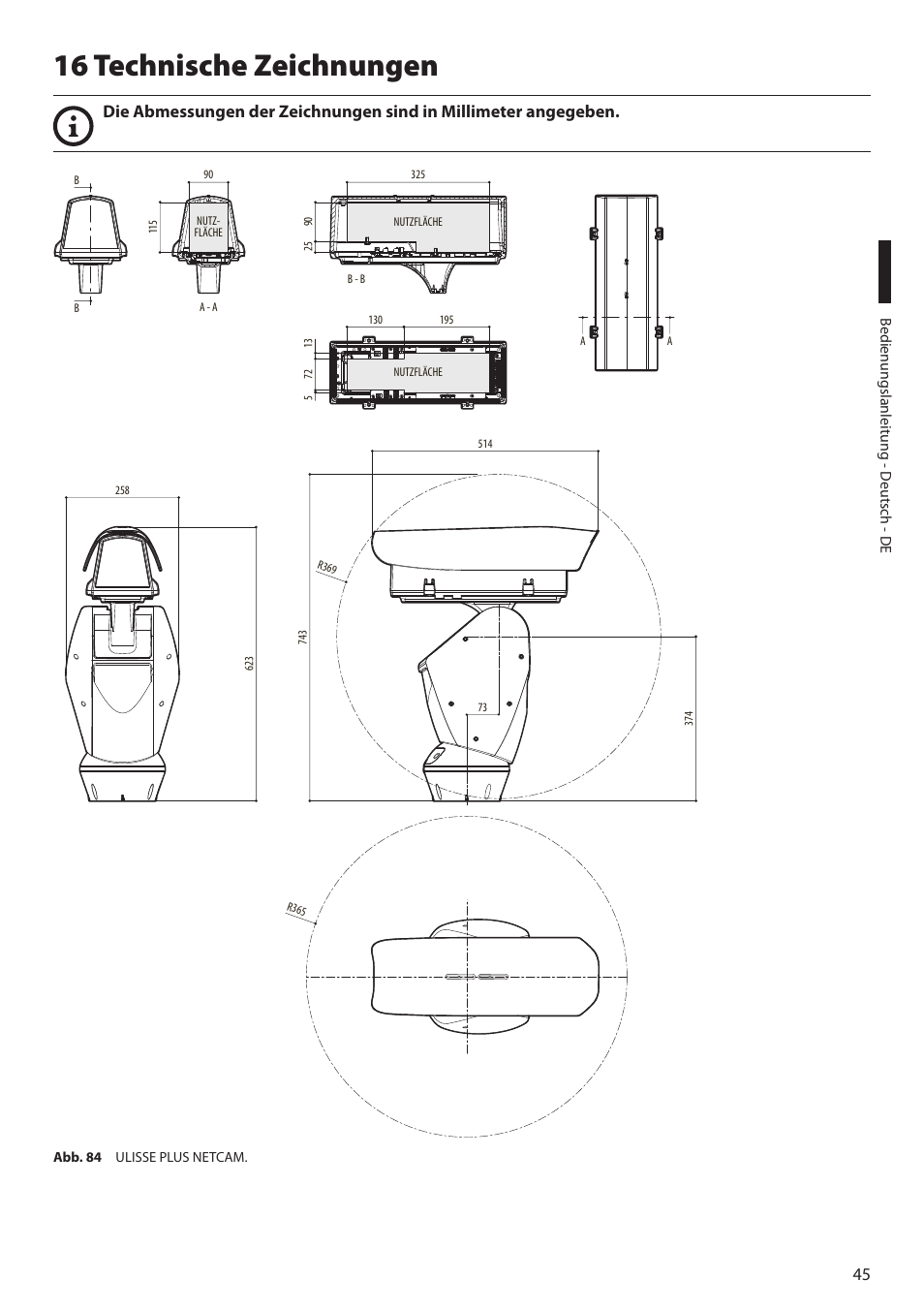 16 technische zeichnungen | Videotec ULISSE PLUS NETCAM User Manual | Page 191 / 196