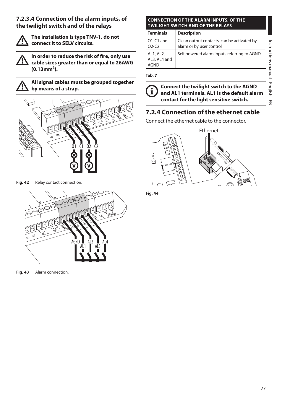 4 connection of the ethernet cable | Videotec ULISSE PLUS NETCAM User Manual | Page 29 / 196