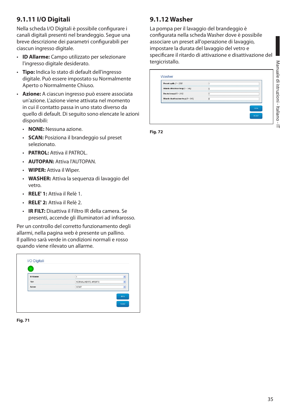 11 i/o digitali, 12 washer, 11 i/o digitali 9.1.12 washer | Videotec ULISSE PLUS NETCAM User Manual | Page 85 / 196