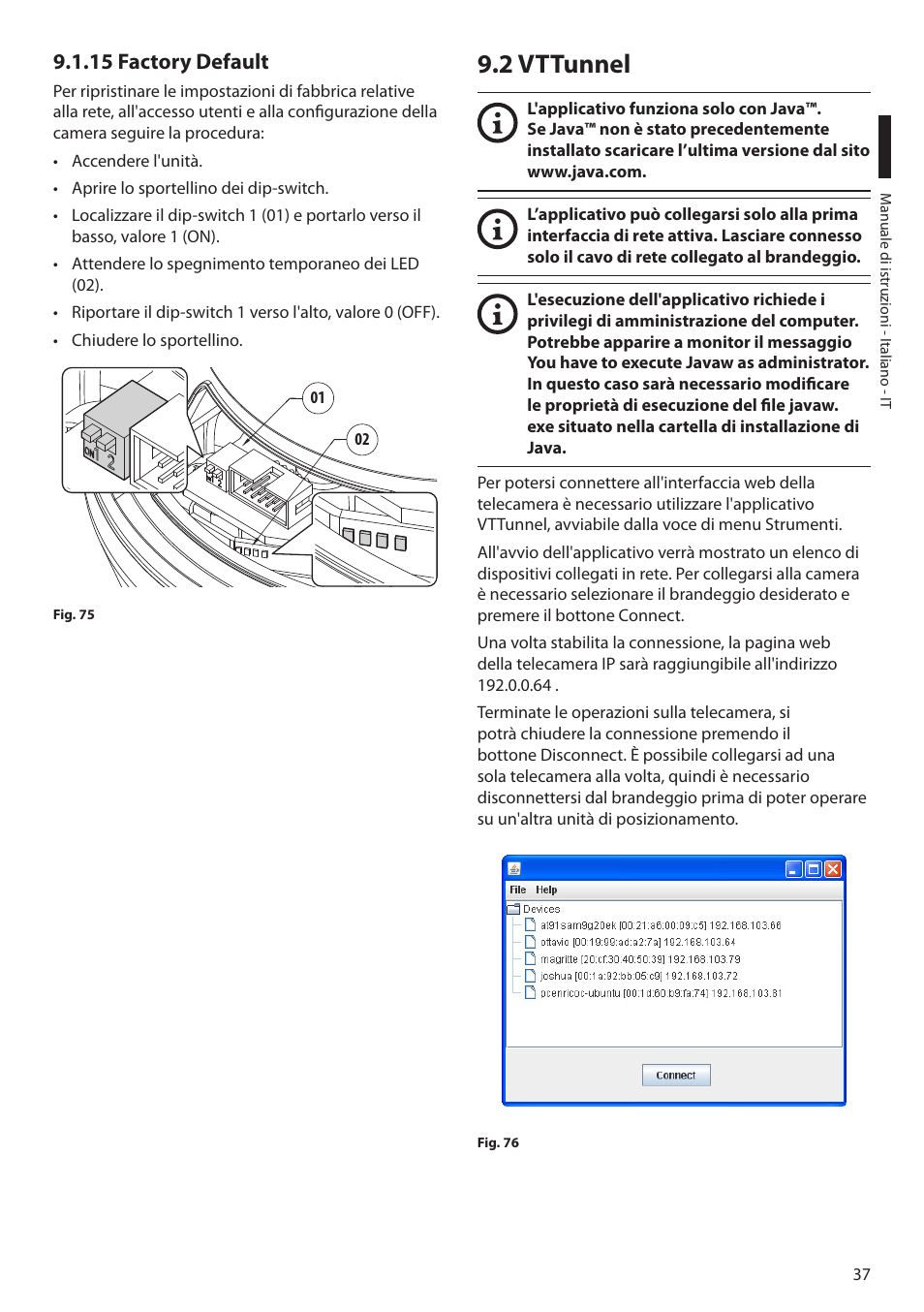 15 factory default, 2 vttunnel | Videotec ULISSE PLUS NETCAM User Manual | Page 87 / 196