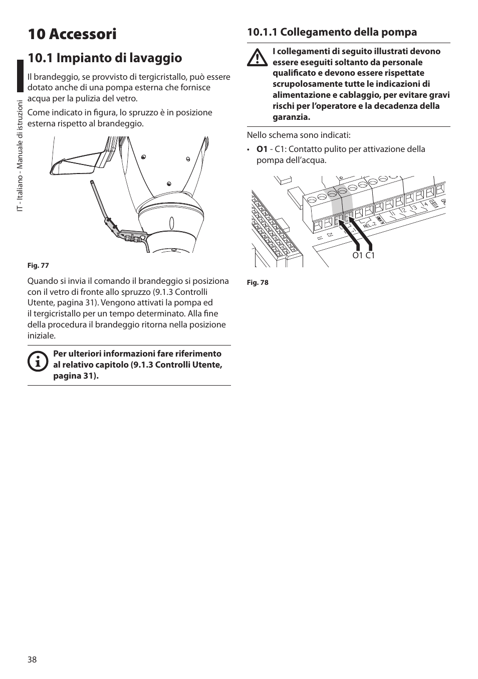 10 accessori, 1 impianto di lavaggio, 1 collegamento della pompa | Videotec ULISSE PLUS NETCAM User Manual | Page 88 / 196