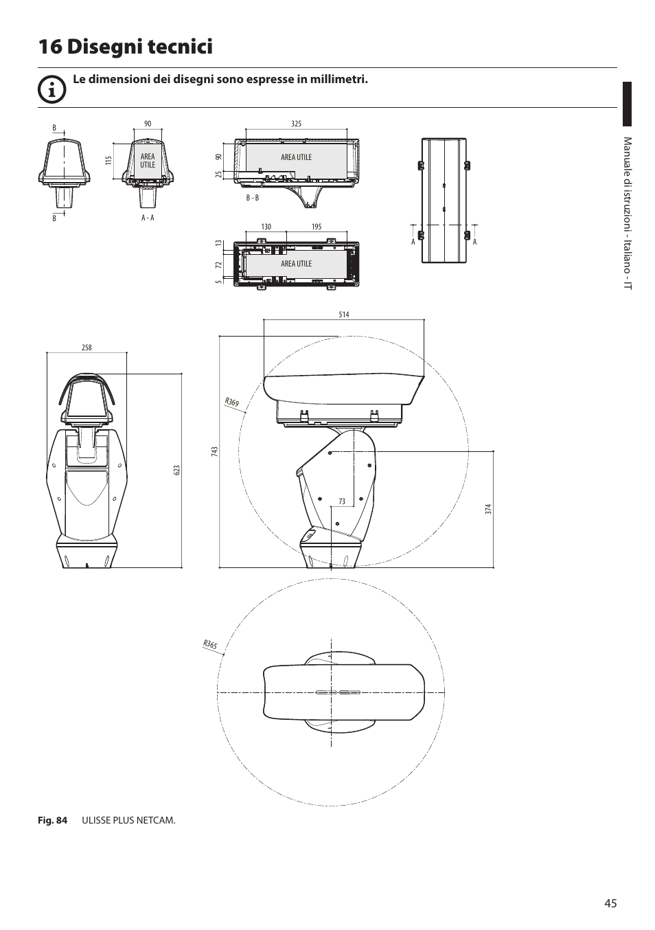 16 disegni tecnici | Videotec ULISSE PLUS NETCAM User Manual | Page 95 / 196