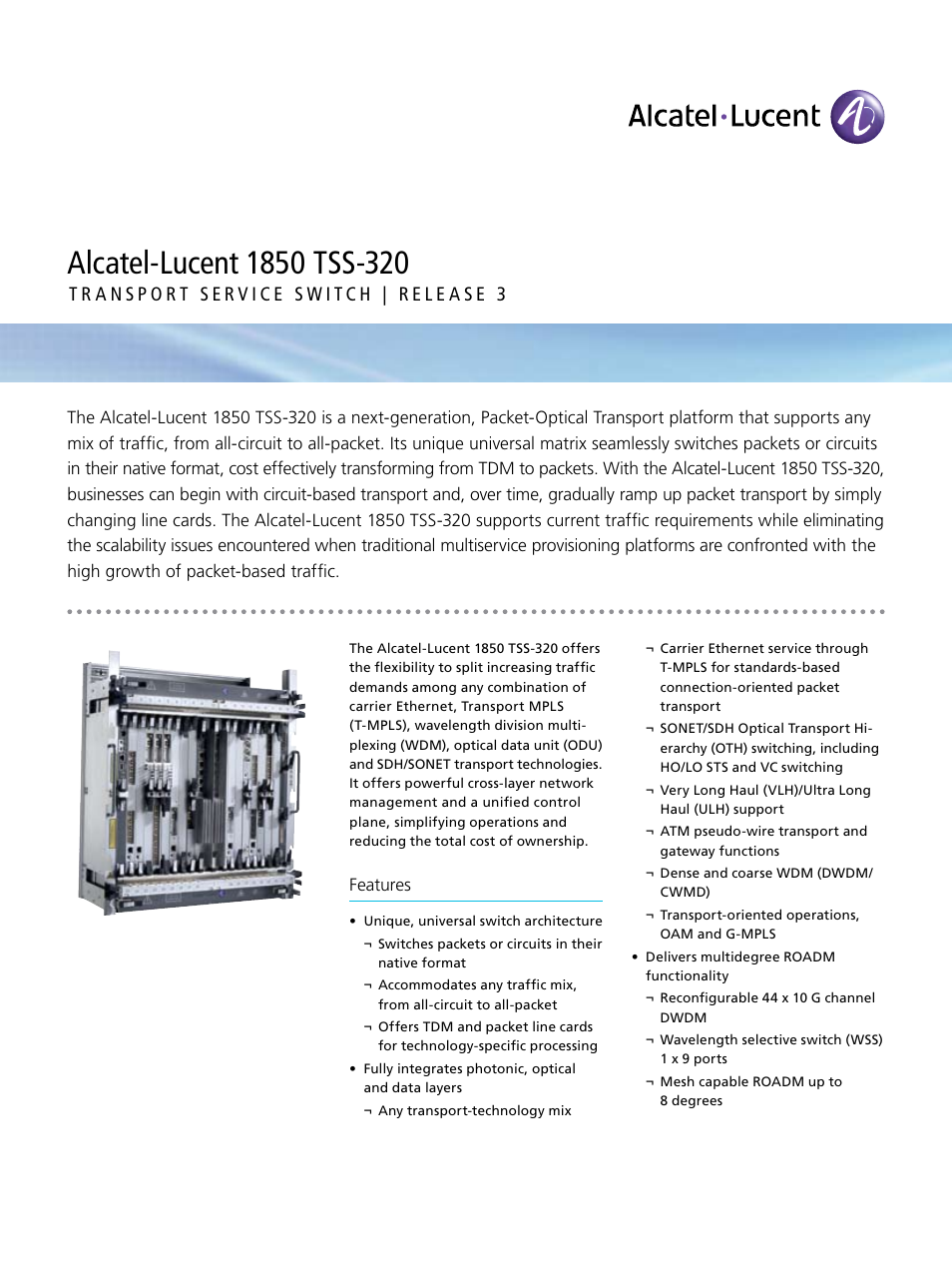 Alcatel-Lucent 1850 TSS-320 User Manual | 4 pages