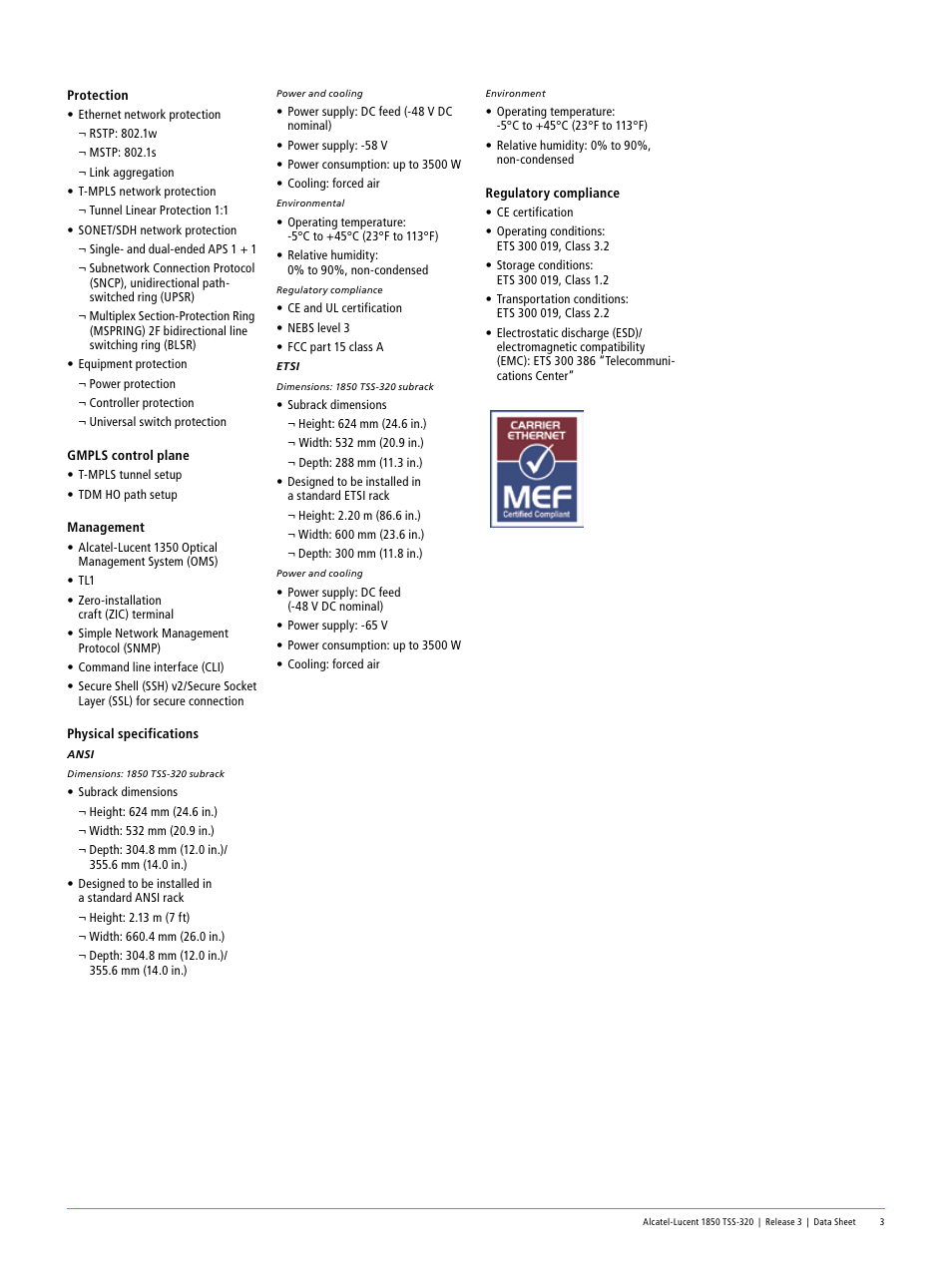 Alcatel-Lucent 1850 TSS-320 User Manual | Page 3 / 4