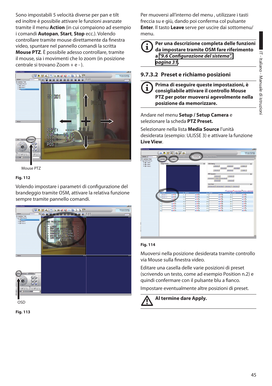 2 preset e richiamo posizioni | Videotec ULISSE MAXI User Manual | Page 107 / 244