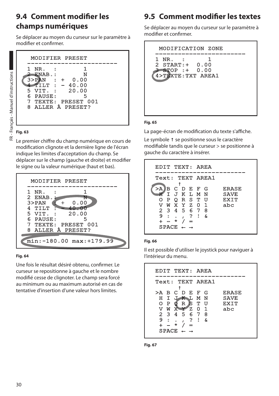 4 comment modifier les champs numériques, 5 comment modifier les textes | Videotec ULISSE MAXI User Manual | Page 152 / 244