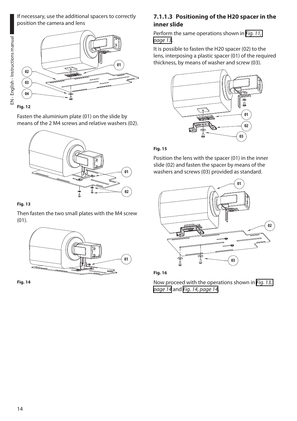 3 positioning of the h20 spacer in the inner slide | Videotec ULISSE MAXI User Manual | Page 16 / 244