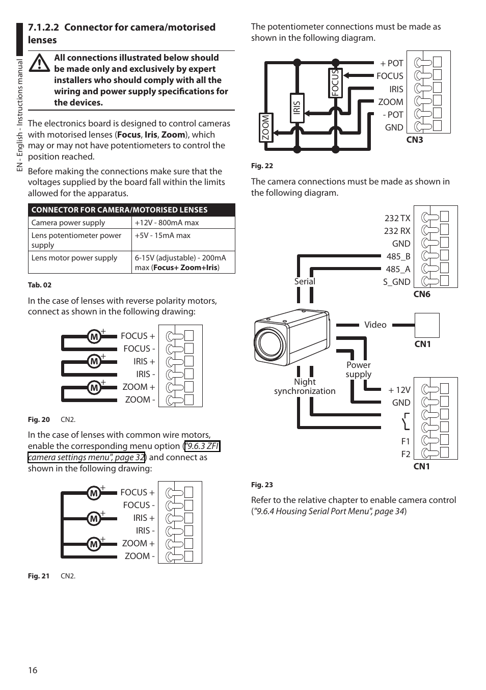 2 connector for camera/motorised lenses | Videotec ULISSE MAXI User Manual | Page 18 / 244