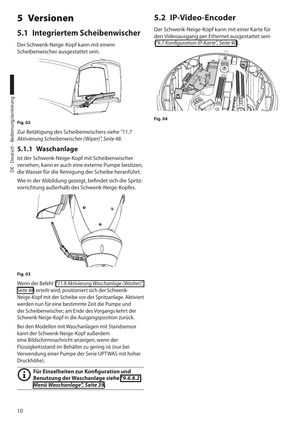 5 versionen, 1 integriertem scheibenwischer, 1 waschanlage | 2 ip-video-encoder | Videotec ULISSE MAXI User Manual | Page 192 / 244