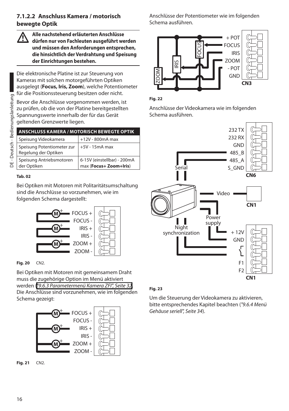 2 anschluss kamera / motorisch bewegte optik | Videotec ULISSE MAXI User Manual | Page 198 / 244