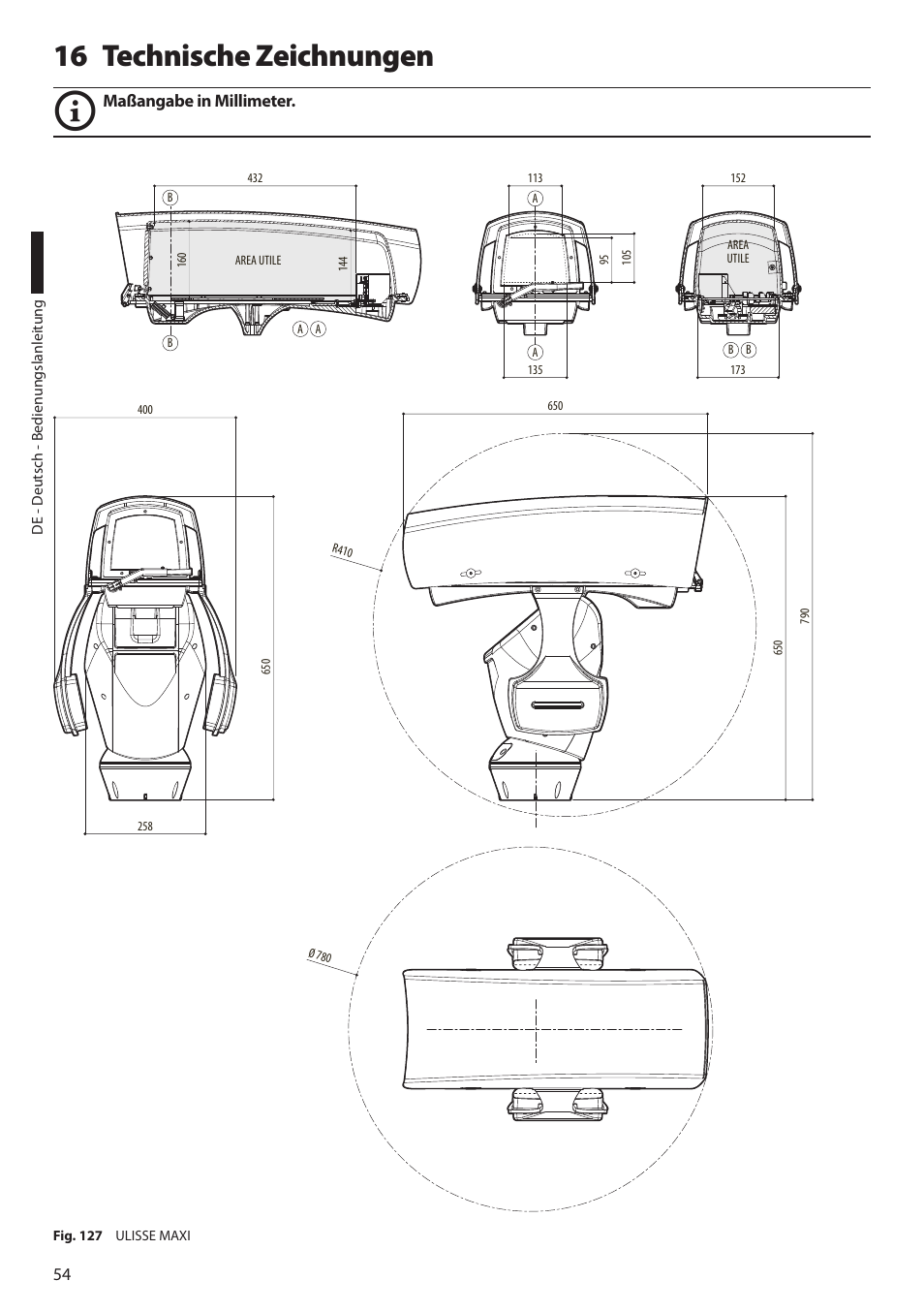 16 technische zeichnungen | Videotec ULISSE MAXI User Manual | Page 236 / 244