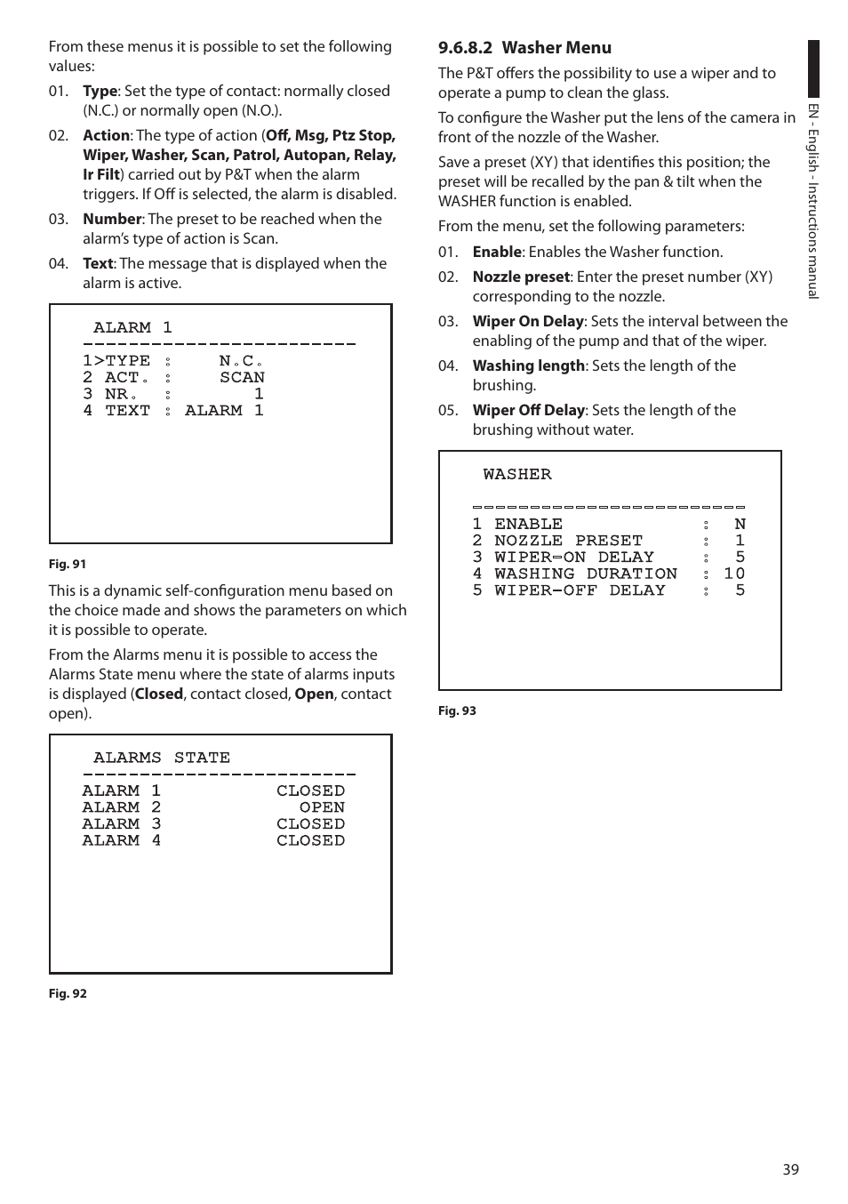 2 washer menu | Videotec ULISSE MAXI User Manual | Page 41 / 244