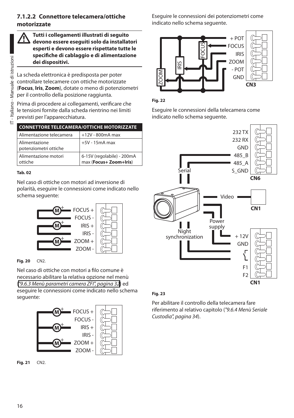 2 connettore telecamera/ottiche motorizzate | Videotec ULISSE MAXI User Manual | Page 78 / 244