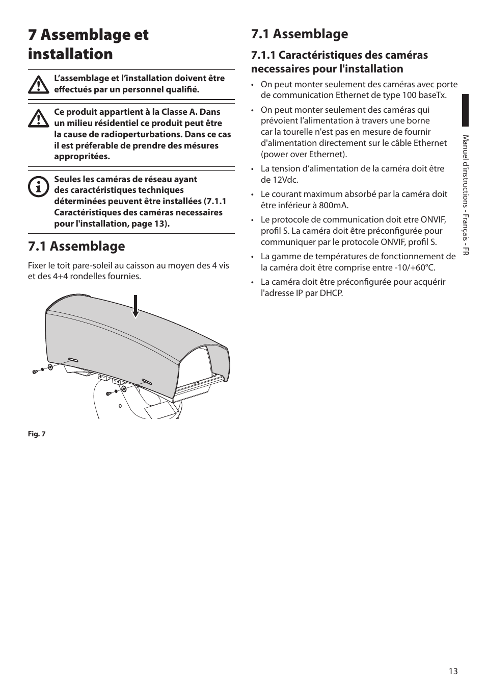7 assemblage et installation, 1 assemblage, 1 assemblage 7.1 assemblage | Videotec ULISSE MAXI NETCAM User Manual | Page 103 / 180