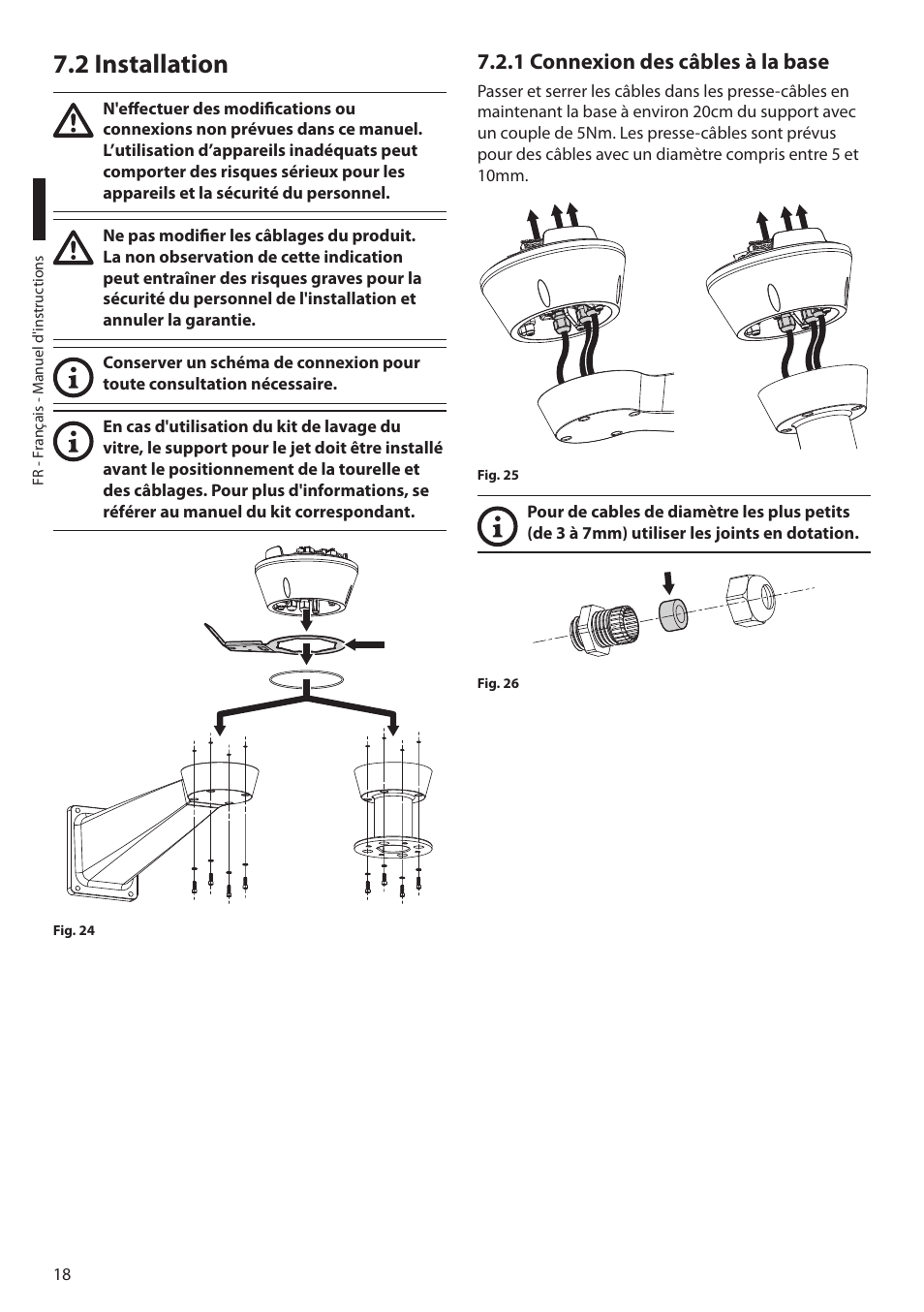 2 installation, 1 connexion des câbles à la base | Videotec ULISSE MAXI NETCAM User Manual | Page 108 / 180
