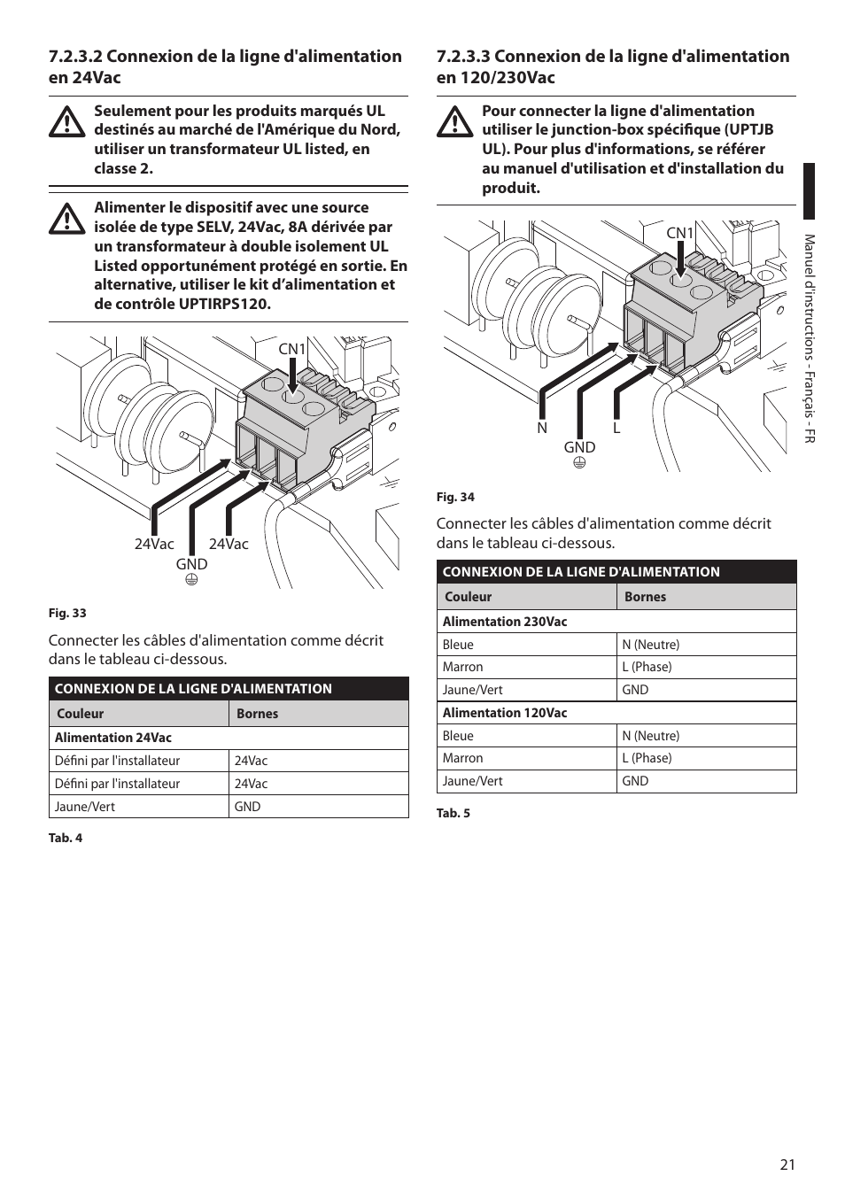 2 connexion de la ligne d'alimentation en 24vac | Videotec ULISSE MAXI NETCAM User Manual | Page 111 / 180