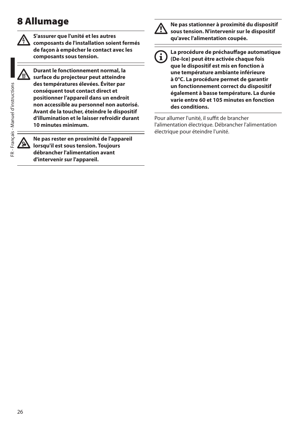 8 allumage | Videotec ULISSE MAXI NETCAM User Manual | Page 116 / 180