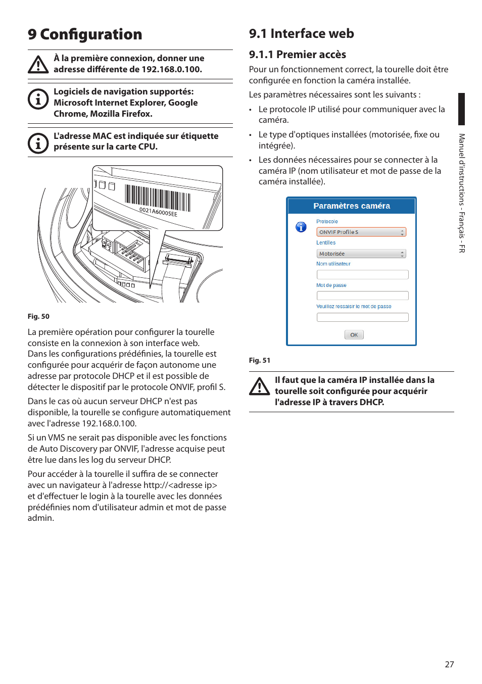 9 configuration, 1 interface web, 1 premier accès | Videotec ULISSE MAXI NETCAM User Manual | Page 117 / 180