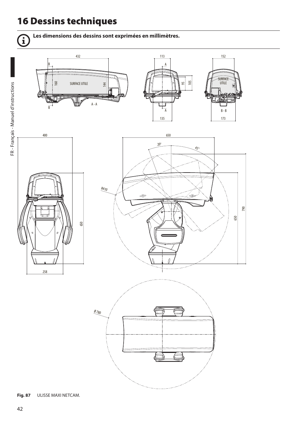 16 dessins techniques | Videotec ULISSE MAXI NETCAM User Manual | Page 132 / 180