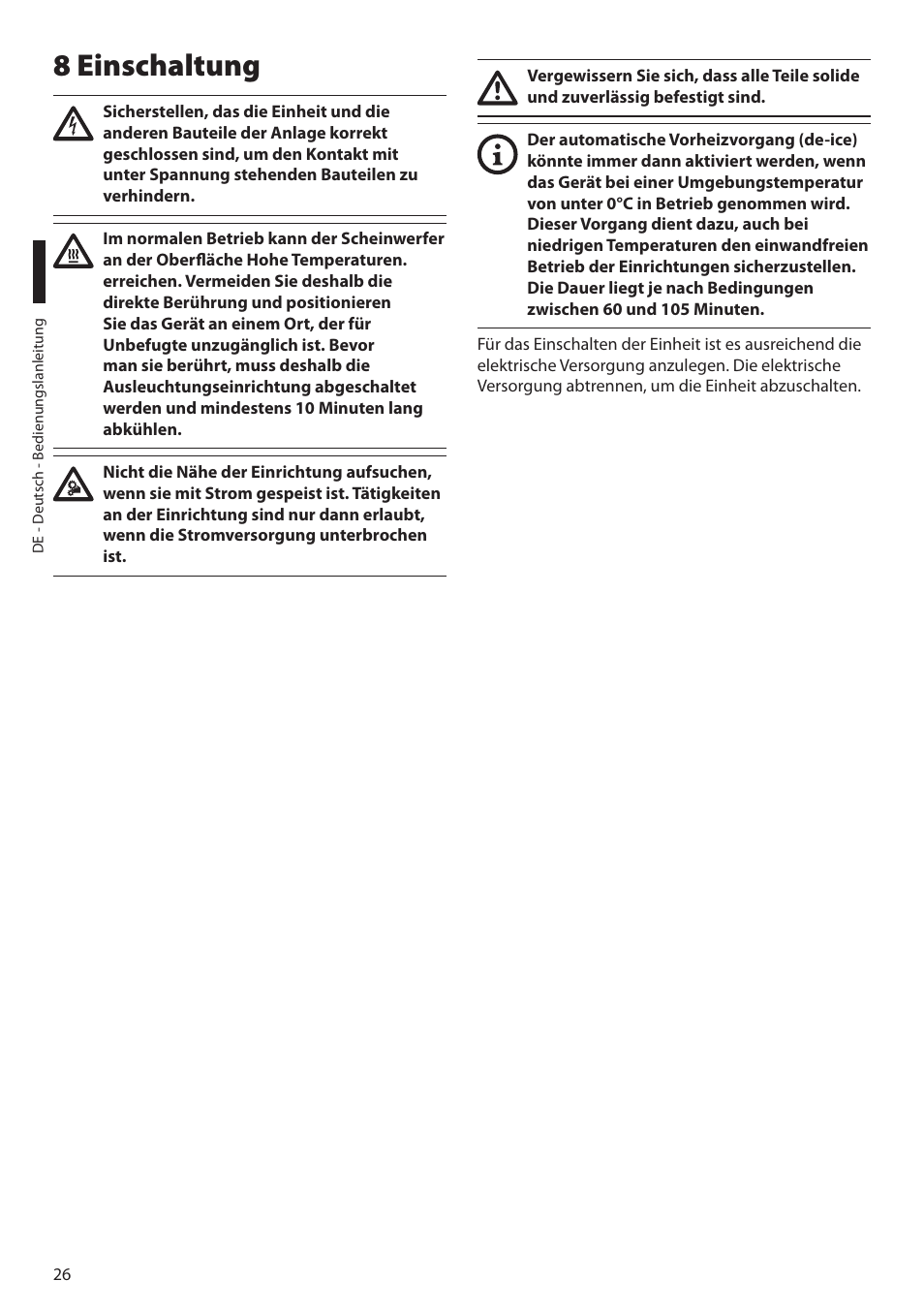 8 einschaltung | Videotec ULISSE MAXI NETCAM User Manual | Page 160 / 180