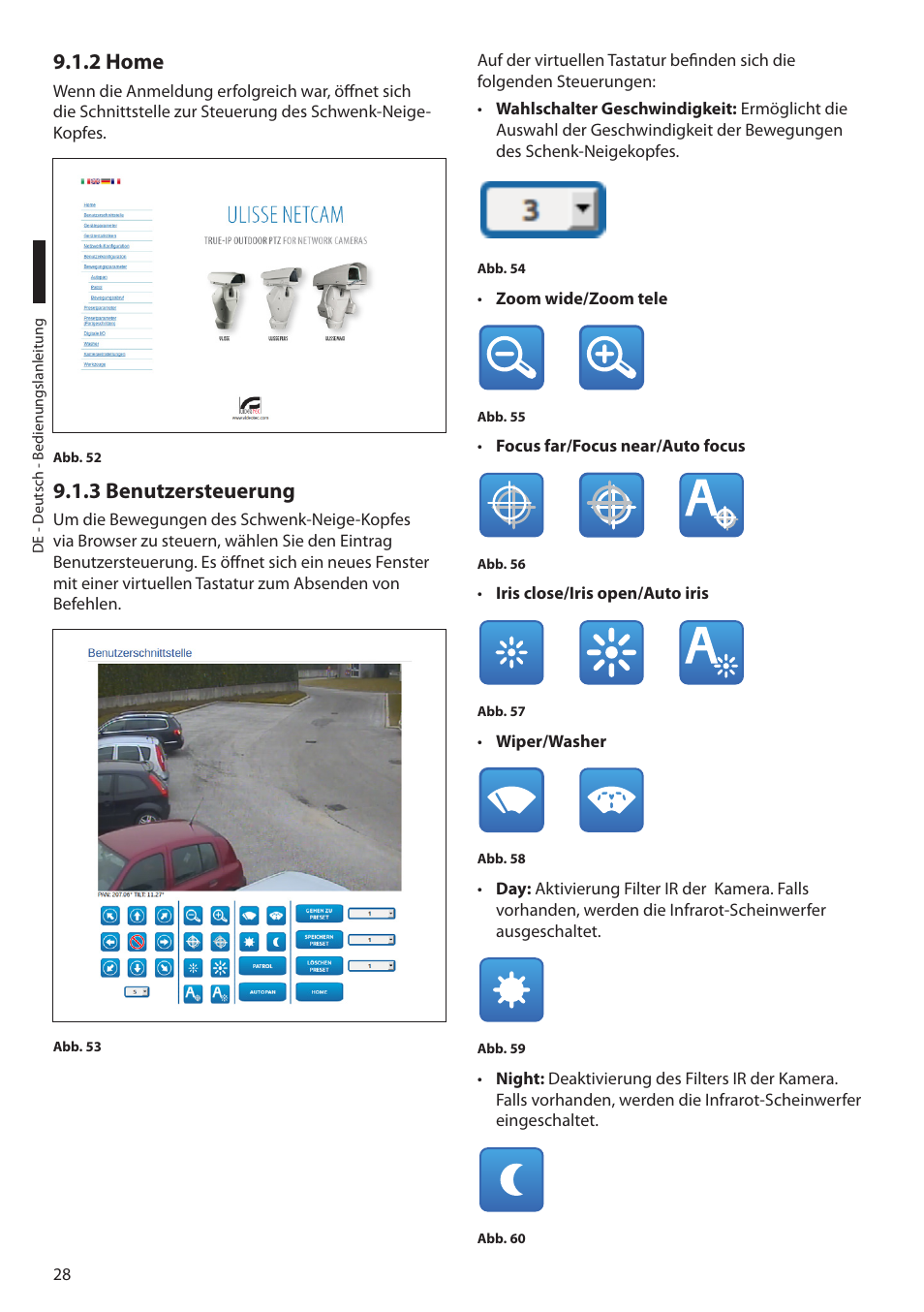 2 home, 3 benutzersteuerung, 2 home 9.1.3 benutzersteuerung | Videotec ULISSE MAXI NETCAM User Manual | Page 162 / 180
