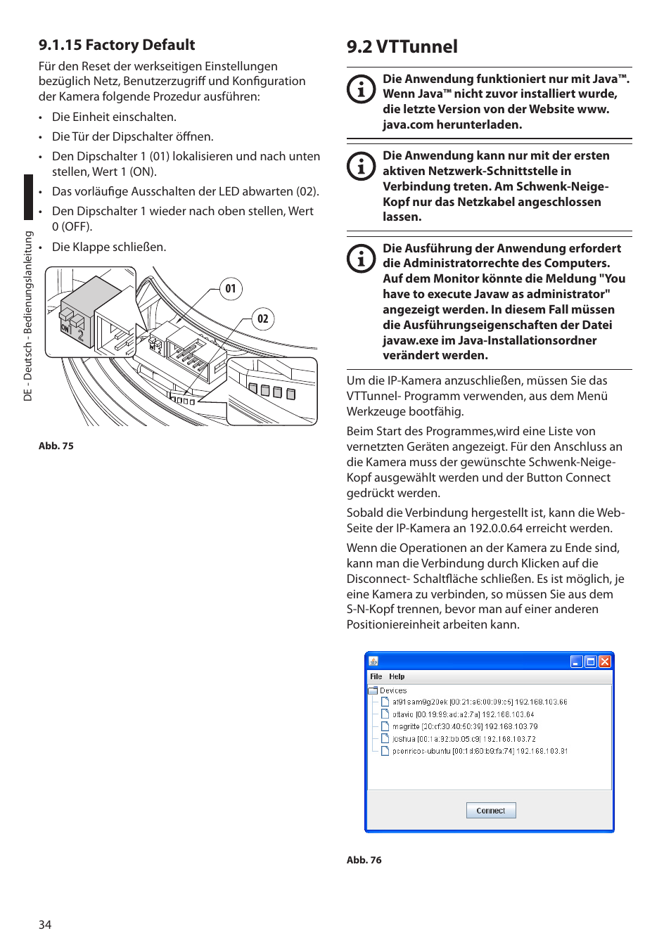 15 factory default, 2 vttunnel | Videotec ULISSE MAXI NETCAM User Manual | Page 168 / 180