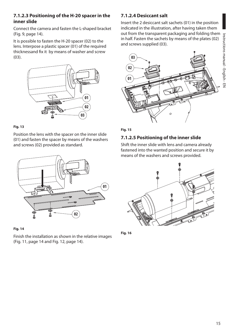 4 desiccant salt, 5 positioning of the inner slide | Videotec ULISSE MAXI NETCAM User Manual | Page 17 / 180