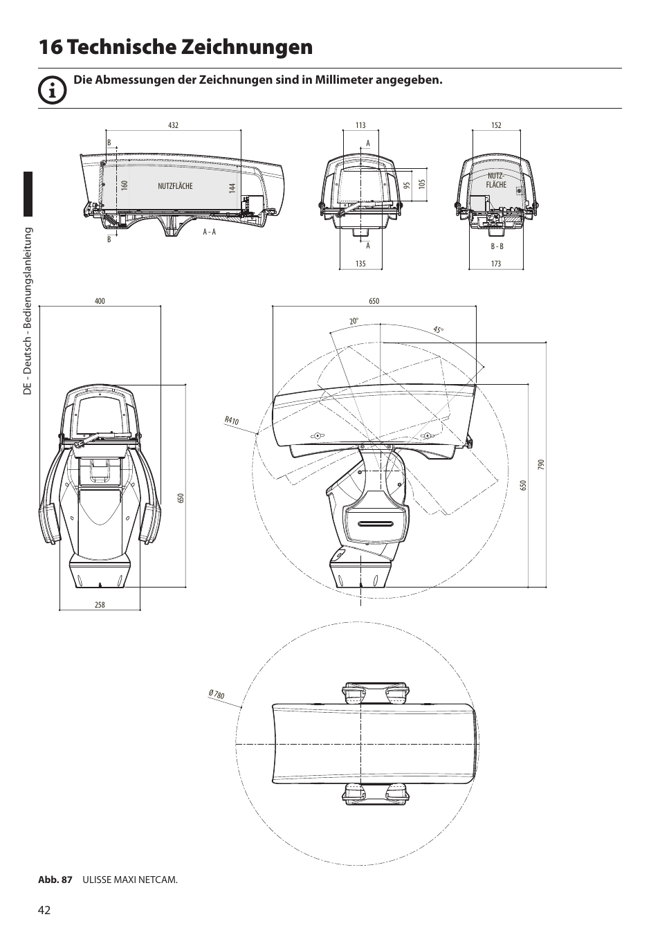 16 technische zeichnungen | Videotec ULISSE MAXI NETCAM User Manual | Page 176 / 180