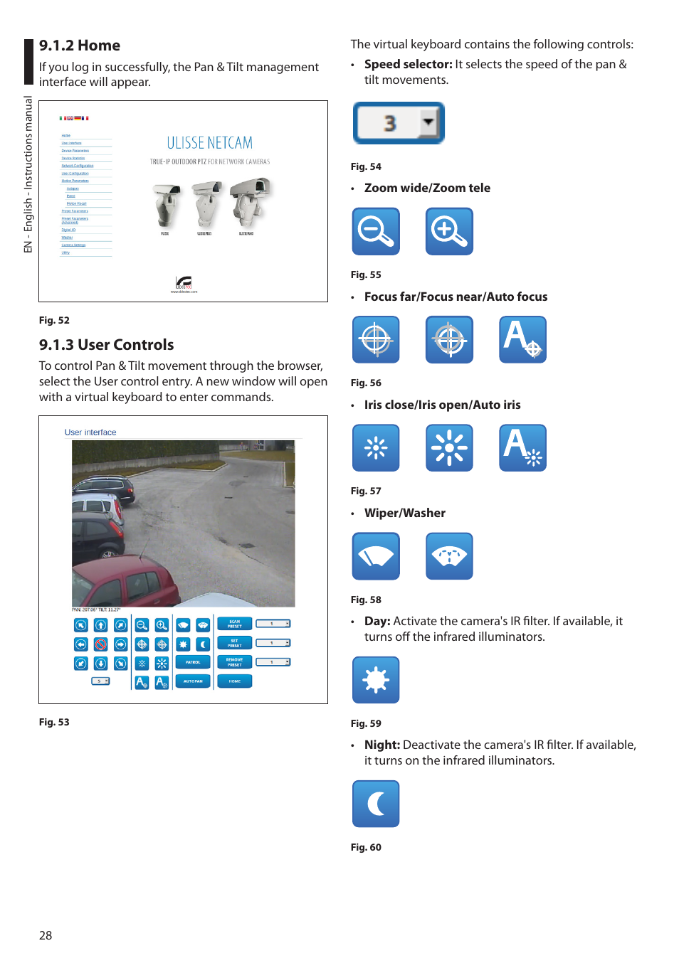 2 home, 3 user controls, 2 home 9.1.3 user controls | Videotec ULISSE MAXI NETCAM User Manual | Page 30 / 180