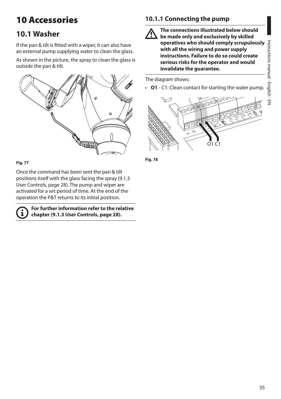10 accessories, 1 washer, 1 connecting the pump | Videotec ULISSE MAXI NETCAM User Manual | Page 37 / 180