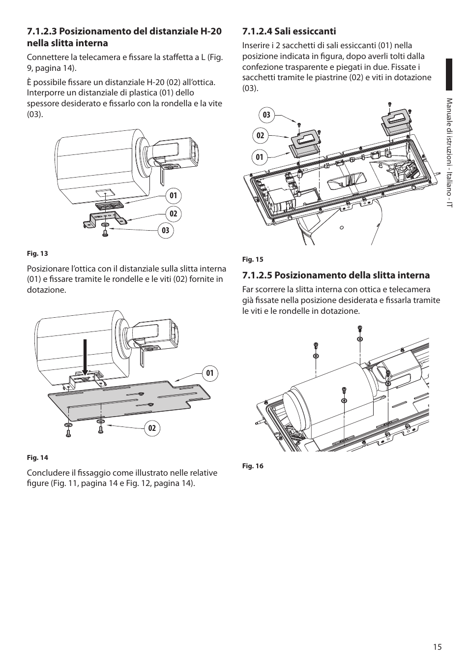 4 sali essiccanti, 5 posizionamento della slitta interna | Videotec ULISSE MAXI NETCAM User Manual | Page 61 / 180