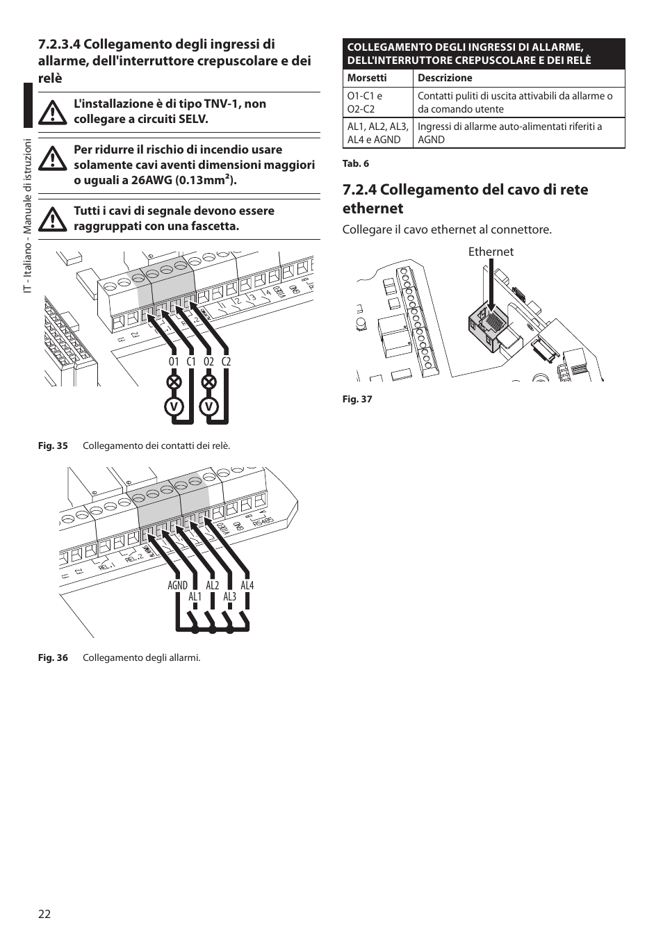 4 collegamento del cavo di rete ethernet | Videotec ULISSE MAXI NETCAM User Manual | Page 68 / 180