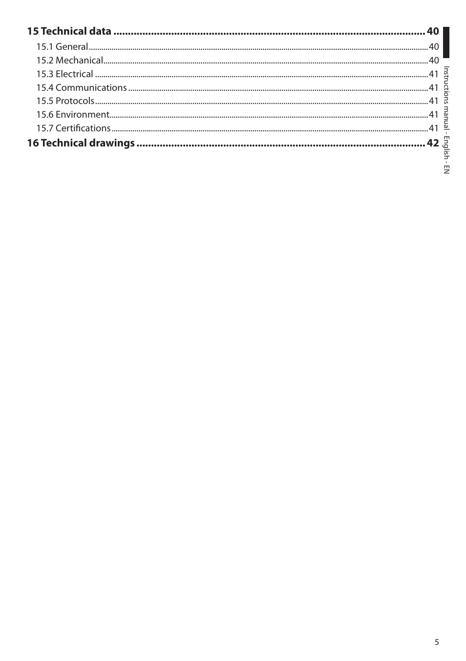 15 technical data, 16 technical drawings | Videotec ULISSE MAXI NETCAM User Manual | Page 7 / 180