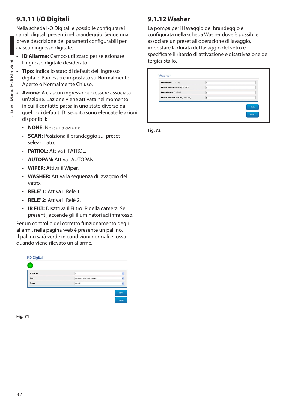 11 i/o digitali, 12 washer, 11 i/o digitali 9.1.12 washer | Videotec ULISSE MAXI NETCAM User Manual | Page 78 / 180