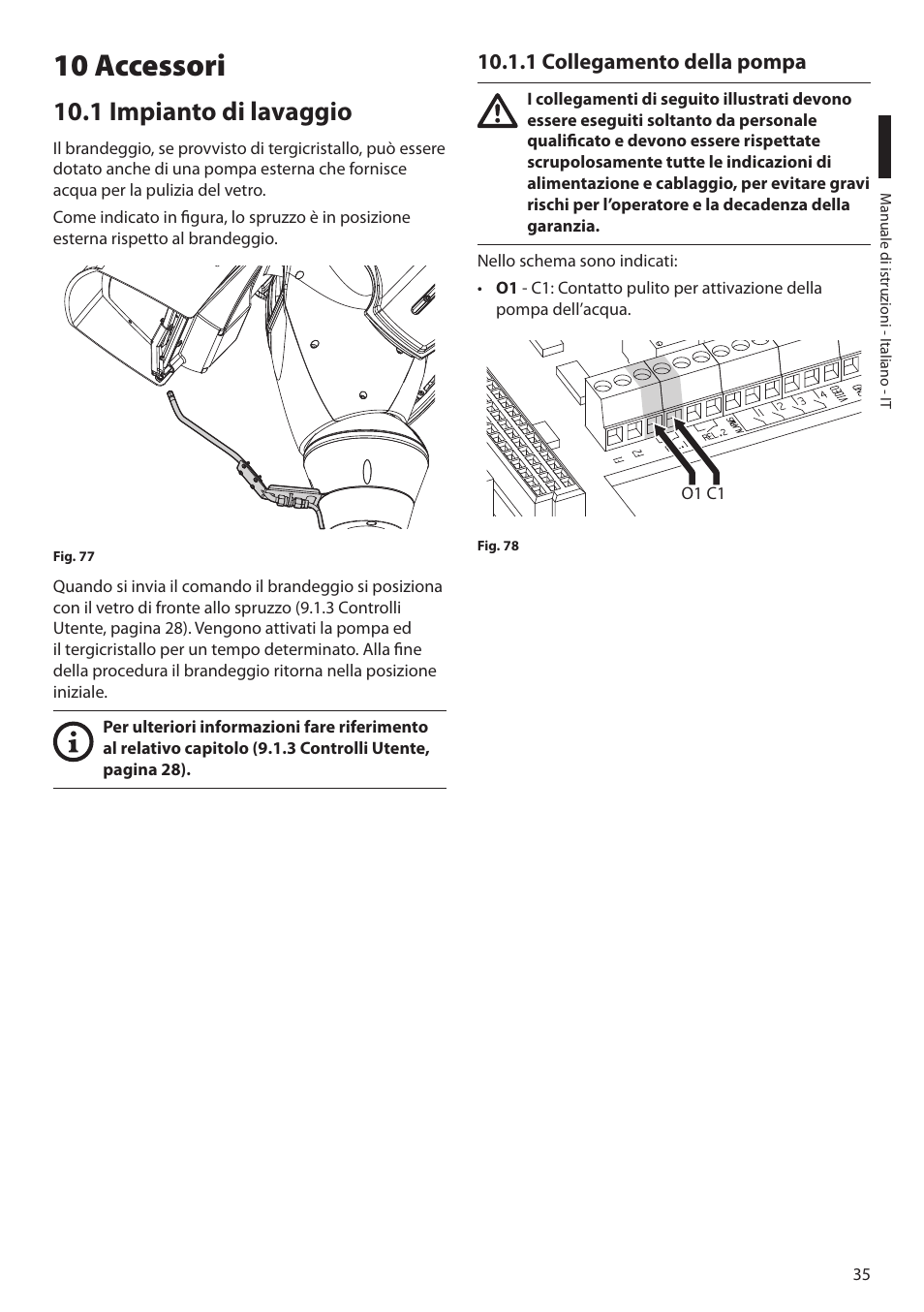10 accessori, 1 impianto di lavaggio, 1 collegamento della pompa | Videotec ULISSE MAXI NETCAM User Manual | Page 81 / 180