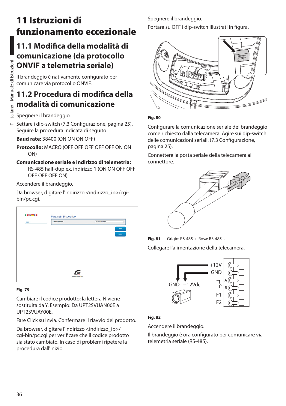 11 istruzioni di funzionamento eccezionale | Videotec ULISSE MAXI NETCAM User Manual | Page 82 / 180