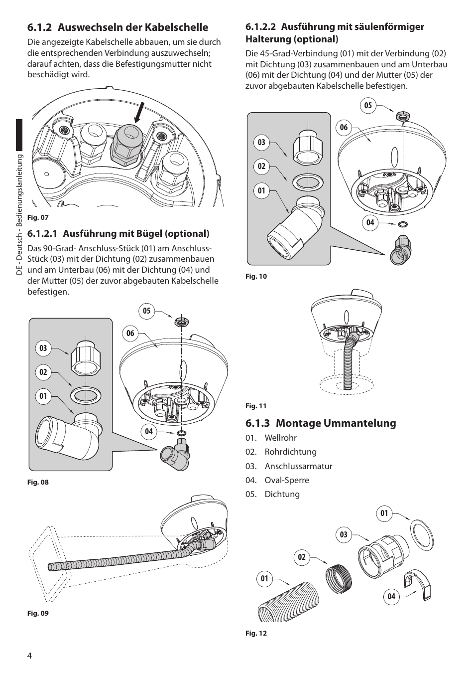 2 auswechseln der kabelschelle, 1 ausführung mit bügel (optional), 3 montage ummantelung | Videotec UPTIRPS120 User Manual | Page 24 / 28