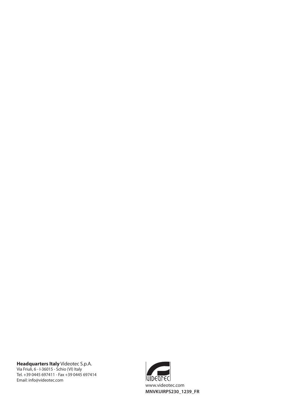 Videotec UPTIRPS230 User Manual | Page 20 / 28